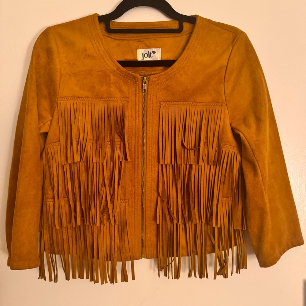 Jolt Burnt Tan Fringe Suede Jacket
